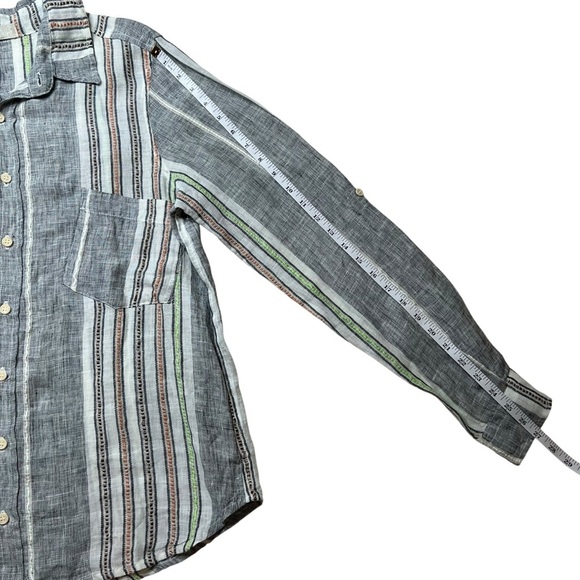 CP SHADES 100% Linen Sloane Striped Button Up Shirt Size M - Picture 12 of 12